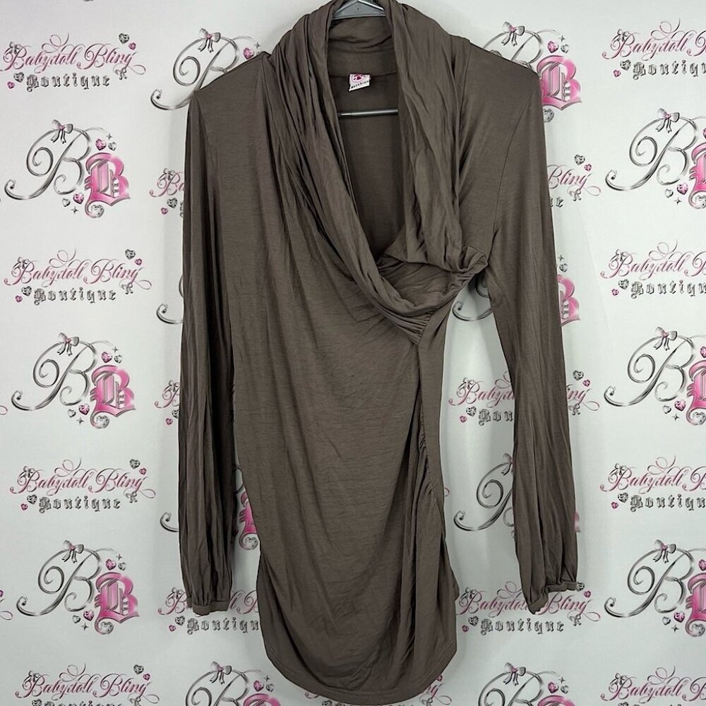 9fashion top blouse flowy Elegant Cowl Neck Long Sleeve Top